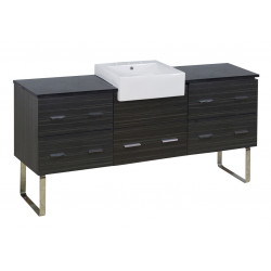 American Imaginations AI-19788 76.25-in. W Floor Mount Dawn Grey Vanity Set For 3H8-in. Drilling Black Galaxy Top