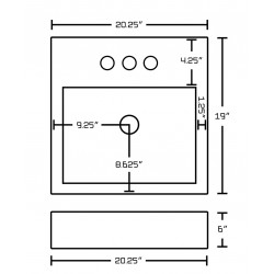 American Imaginations AI-19796 76.25-in. W Wall Mount White-Dawn Grey Vanity Set For 3H4-in. Drilling Black Galaxy Top