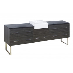 American Imaginations AI-19812 96.25-in. W Floor Mount Dawn Grey Vanity Set For 3H8-in. Drilling Black Galaxy Top