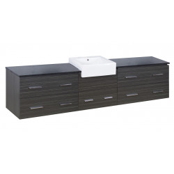 American Imaginations AI-19816 96.25-in. W Wall Mount Dawn Grey Vanity Set For 1 Hole Drilling Black Galaxy Top