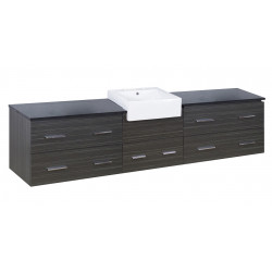 American Imaginations AI-19818 96.25-in. W Wall Mount Dawn Grey Vanity Set For 3H8-in. Drilling Black Galaxy Top