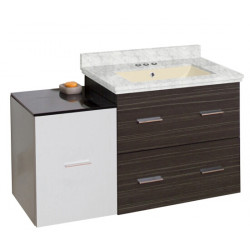 American Imaginations AI-19860 37.75-in. W Wall Mount White-Dawn Grey Vanity Set For 3H4-in. Drilling Bianca Carara Top Biscuit UM Sink