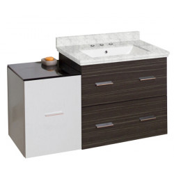 American Imaginations AI-19861 37.75-in. W Wall Mount White-Dawn Grey Vanity Set For 3H8-in. Drilling Bianca Carara Top White UM Sink