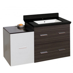 American Imaginations AI-19869 37.75-in. W Wall Mount White-Dawn Grey Vanity Set For 1 Hole Drilling Black Galaxy Top White UM Sink