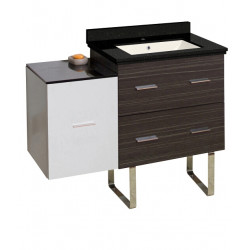 American Imaginations AI-19891 37.75-in. W Floor Mount White-Dawn Grey Vanity Set For 1 Hole Drilling Black Galaxy Top Biscuit UM Sink