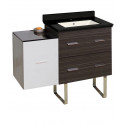 American Imaginations AI-19891 37.75-in. W Floor Mount White-Dawn Grey Vanity Set For 1 Hole Drilling Black Galaxy Top Biscuit UM Sink