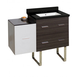 American Imaginations AI-19892 37.75-in. W Floor Mount White-Dawn Grey Vanity Set For 3H4-in. Drilling Black Galaxy Top White UM Sink