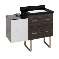 American Imaginations AI-19894 37.75-in. W Floor Mount White-Dawn Grey Vanity Set For 3H8-in. Drilling Black Galaxy Top White UM Sink