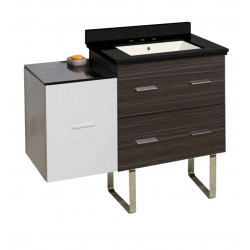 American Imaginations AI-19895 37.75-in. W Floor Mount White-Dawn Grey Vanity Set For 3H8-in. Drilling Black Galaxy Top Biscuit UM Sink
