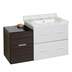 American Imaginations AI-19899 37.75-in. W Wall Mount White-Dawn Grey Vanity Set For 1 Hole Drilling Bianca Carara Top White UM Sink