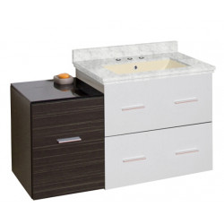 American Imaginations AI-19904 37.75-in. W Wall Mount White-Dawn Grey Vanity Set For 3H8-in. Drilling Bianca Carara Top Biscuit UM Sink