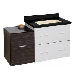 American Imaginations AI-19912 37.75-in. W Wall Mount White-Dawn Grey Vanity Set For 1 Hole Drilling Black Galaxy Top Biscuit UM Sink