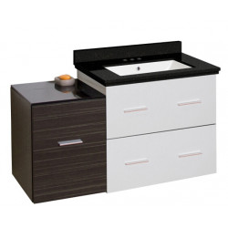 American Imaginations AI-19913 37.75-in. W Wall Mount White-Dawn Grey Vanity Set For 3H4-in. Drilling Black Galaxy Top White UM Sink