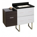 American Imaginations AI-19937 37.75-in. W Floor Mount White-Dawn Grey Vanity Set For 3H8-in. Drilling Black Galaxy Top Biscuit UM Sink