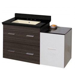 American Imaginations AI-19958 37.75-in. W Wall Mount White-Dawn Grey Vanity Set For 3H8-in. Drilling Black Galaxy Top Biscuit UM Sink