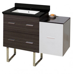 American Imaginations AI-19974 37.75-in. W Floor Mount White-Dawn Grey Vanity Set For 1 Hole Drilling Black Galaxy Top White UM Sink