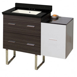 American Imaginations AI-19977 37.75-in. W Floor Mount White-Dawn Grey Vanity Set For 3H4-in. Drilling Black Galaxy Top Biscuit UM Sink