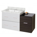 American Imaginations AI-19988 37.75-in. W Wall Mount White-Dawn Grey Vanity Set For 3H4-in. Drilling Bianca Carara Top White UM Sink