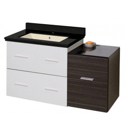 American Imaginations AI-19999 37.75-in. W Wall Mount White-Dawn Grey Vanity Set For 1 Hole Drilling Black Galaxy Top Biscuit UM Sink