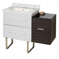 American Imaginations AI-20007 37.75-in. W Floor Mount White-Dawn Grey Vanity Set For 3H4-in. Drilling Bianca Carara Top Biscuit UM Sink