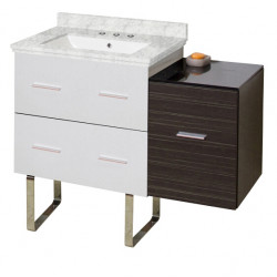 American Imaginations AI-20008 37.75-in. W Floor Mount White-Dawn Grey Vanity Set For 3H8-in. Drilling Bianca Carara Top White UM Sink