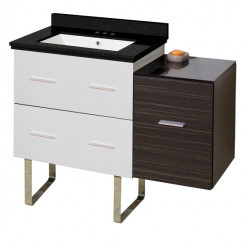 American Imaginations AI-20018 37.75-in. W Floor Mount White-Dawn Grey Vanity Set For 3H4-in. Drilling Black Galaxy Top White UM Sink