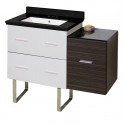 American Imaginations AI-20018 37.75-in. W Floor Mount White-Dawn Grey Vanity Set For 3H4-in. Drilling Black Galaxy Top White UM Sink