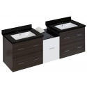 American Imaginations AI-20039 61.5-in. W Wall Mount White-Dawn Grey Vanity Set For 3H4-in. Drilling Black Galaxy Top White UM Sink