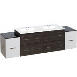American Imaginations AI-20107 76-in. W Wall Mount White-Dawn Grey Vanity Set For 3H4-in. Drilling
