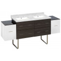 American Imaginations AI-20134 76-in. W Floor Mount White-Dawn Grey Vanity Set For 3H8-in. Drilling Bianca Carara Top White UM Sink