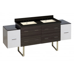 American Imaginations AI-20147 76-in. W Floor Mount White-Dawn Grey Vanity Set For 3H8-in. Drilling Black Galaxy Top Biscuit UM Sink