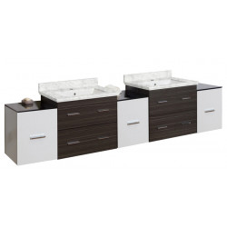 American Imaginations AI-20193 90-in. W Wall Mount White-Dawn Grey Vanity Set For 1 Hole Drilling Bianca Carara Top White UM Sink