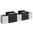 American Imaginations AI-20205 90-in. W Wall Mount White-Dawn Grey Vanity Set For 1 Hole Drilling Black Galaxy Top White UM Sink