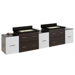 American Imaginations AI-20206 90-in. W Wall Mount White-Dawn Grey Vanity Set For 1 Hole Drilling Black Galaxy Top Biscuit UM Sink
