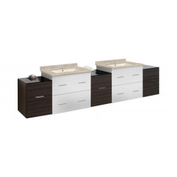 American Imaginations AI-20242 88.5-in. W Wall Mount White-Dawn Grey Vanity Set For 1 Hole Drilling Biscuit UM Sink