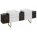 American Imaginations AI-20260 88.5-in. W Floor Mount White-Dawn Grey Vanity Set For 3H8-in. Drilling Bianca Carara Top White UM Sink