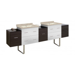American Imaginations AI-20263 88.5-in. W Floor Mount White-Dawn Grey Vanity Set For 1 Hole Drilling Biscuit UM Sink