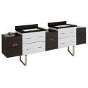 American Imaginations AI-20269 88.5-in. W Floor Mount White-Dawn Grey Vanity Set For 1 Hole Drilling Black Galaxy Top Biscuit UM Sink
