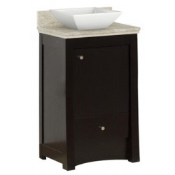American Imaginations AI-20306 19.75-in. W Floor Mount Distressed Antique Walnut Vanity Set For Wall Mount Drilling Beige Top