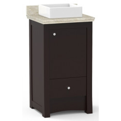 American Imaginations AI-20307 19.75-in. W Floor Mount Distressed Antique Walnut Vanity Set For Wall Mount Drilling Beige Top