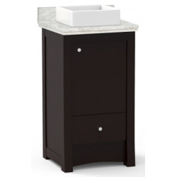 American Imaginations AI-20309 19.75-in. W Floor Mount Distressed Antique Walnut Vanity Set For Wall Mount Drilling Bianca Carara Top