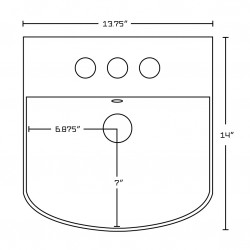 American Imaginations AI-20289 13.75-in. W Wall Mount White Vessel For 3H4-in. Center Drilling