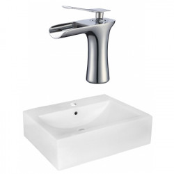 American Imaginations AI-22511 20.25-in. W Wall Mount White Vessel Set For 1 Hole Center Faucet - Faucet Included