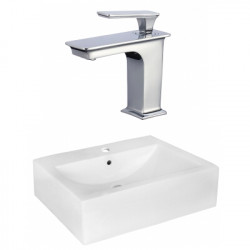 American Imaginations AI-22512 20.25-in. W Wall Mount White Vessel Set For 1 Hole Center Faucet - Faucet Included