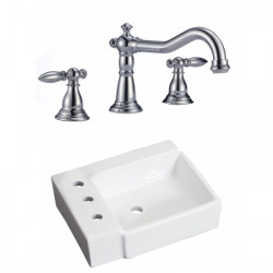 American Imaginations AI-22591 16.25-in. W Wall Mount White Vessel Set For 3H8-in. Left Faucet - Faucet Included