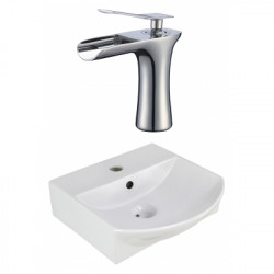 American Imaginations AI-22611 13.75-in. W Wall Mount White Vessel Set For 1 Hole Center Faucet - Faucet Included