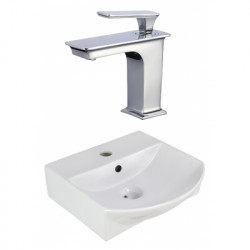 American Imaginations AI-22612 13.75-in. W Wall Mount White Vessel Set For 1 Hole Center Faucet - Faucet Included