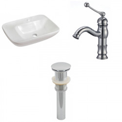 American Imaginations AI-26094 23.5-in. W Above Counter White Vessel Set For 1 Hole Center Faucet - Faucet Included