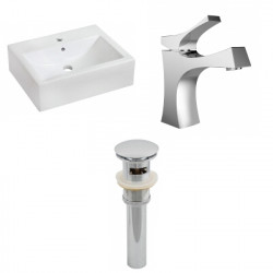 American Imaginations AI-26095 20.25-in. W Wall Mount White Vessel Set For 1 Hole Center Faucet - Faucet Included