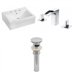 American Imaginations AI-26104 20.25-in. W Wall Mount White Vessel Set For 3H8-in. Center Faucet - Faucet Included